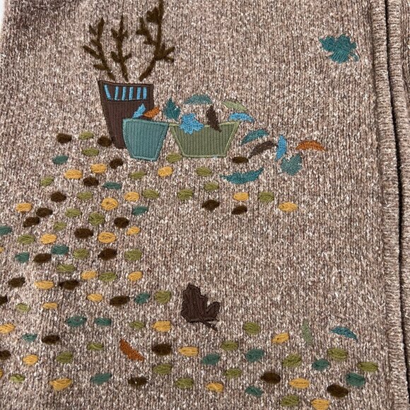 Vintage Teddi Womens Embroidered Knit Vest With Nature Scene Zip Front Large - Picture 2 of 8